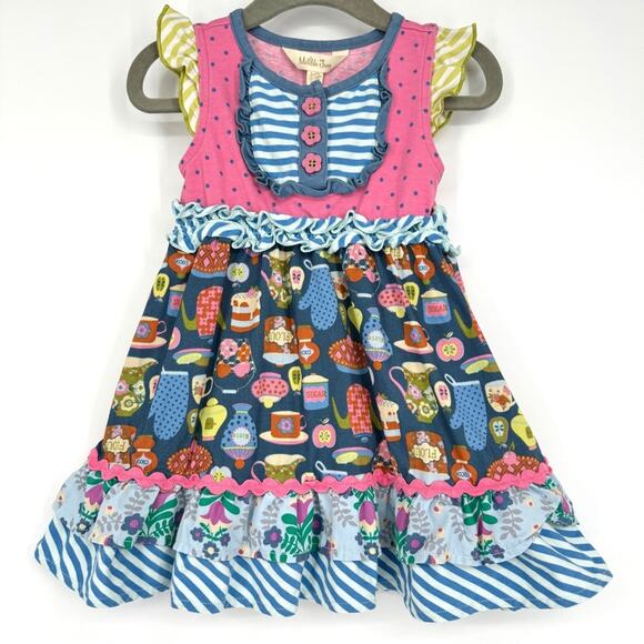 Matilda Jane Girl's Little Sweetie Dress Tea Cups Tea Pots 12-18 M‎ - Picture 1 of 7